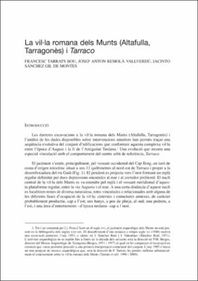 La vil·la romana dels Munts (Altafulla Tarragonès) i Tàrraco