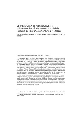 La Cova Gran de Santa Linya i el poblament humà del vessant sud dels Pirineus al Plistocè superior i a l'Holocè