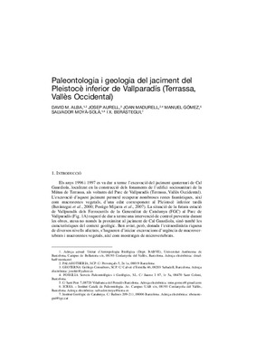 Paleontologia i geologia del jaciment del Pleistocè inferior de Vallparadís