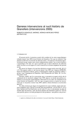 Darreres intervencions al nucli històric de Granollers (intervencions 2005)