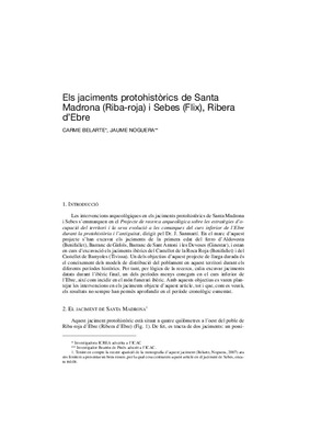 Els jaciments protohistòrics de Santa Madrona (Riba-roja) i Sebes (Flix)