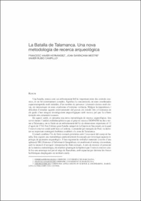 La Batalla de Talamanca. Una nova metodologia de recerca arqueològica