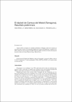 El dipòsit de carreus del Mèdol (Tarragona). Resultats preliminars