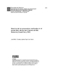 Memòria de les excavacions realitzades en el poblat Ibèric de Burriac (Cabrera de Mar, Maresme) Durant l'any 1983