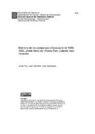 Memòria de les campanyes d'excavació de 1989-1990, poblat ibèric de l'Alorda Park, Calafell, Baix Penedès