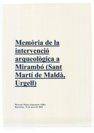 Memòria de la intervenció arqueològica a Mirambó (Sant Martí de Maldà, Urgell).