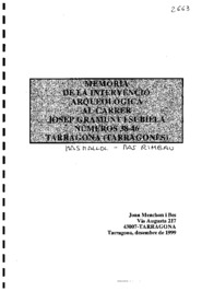 Memòria de la intervenció arqueològica al carrer Josep Gramunt i Subiela, 38-46