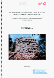 Memòria. Intervencions arqueològiques al Castell de Falgars. Consolidació de les estructures arqueològiques