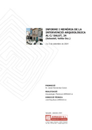 Informe i memòria de la intervenció arqueològica al C/ Salut, 24