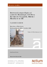 Intervenció arqueològica al carrer de Montalegre,6-8 (Nova Facultat de Geografia, Història i Filosofia de la UB)