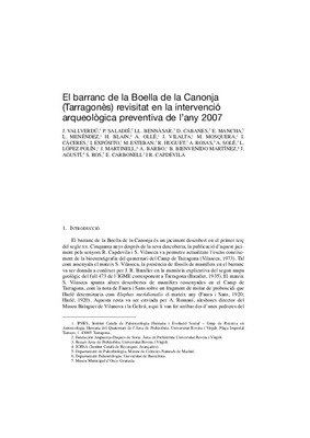 El Barranc de la Boella de la Canonja (Tarragonès) revisitat en la intervenció arqueològica preventiva de l'any 2007