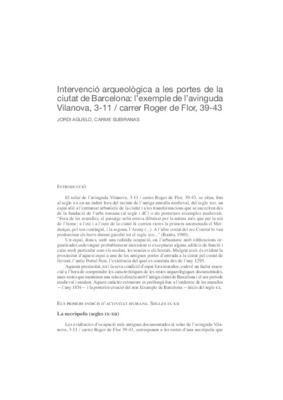 Intervenció arqueològica a les portes de la ciutat de Barcelona: l'exemple de l'avinguda Vilanova, 3-11 / carrer Roger de Flor, 39-43