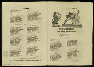 Decimas glosadas para cantar los aficionados ; Coplas para cantar los mozos con la guitarra ; Trovo ; Cancion de la semana mal empleada