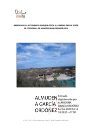 Memòria de la intervenció arqueològica al càmping Delfin Verde de Torroella de Montgrí (Baix Empordà) 2019